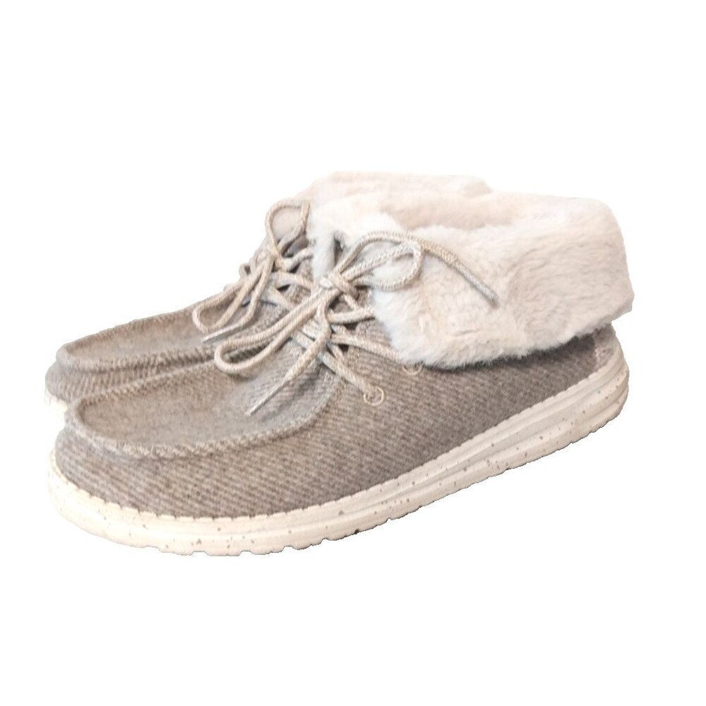 Fuzzy Women Hey Dudes Comfy Shoe Size 8 Neutral Colors
